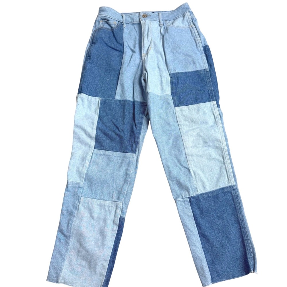 Hollister Blue Patchwork Mom Jeans UltraHighRise‎ Womens 5R 
Unique Retro Boho